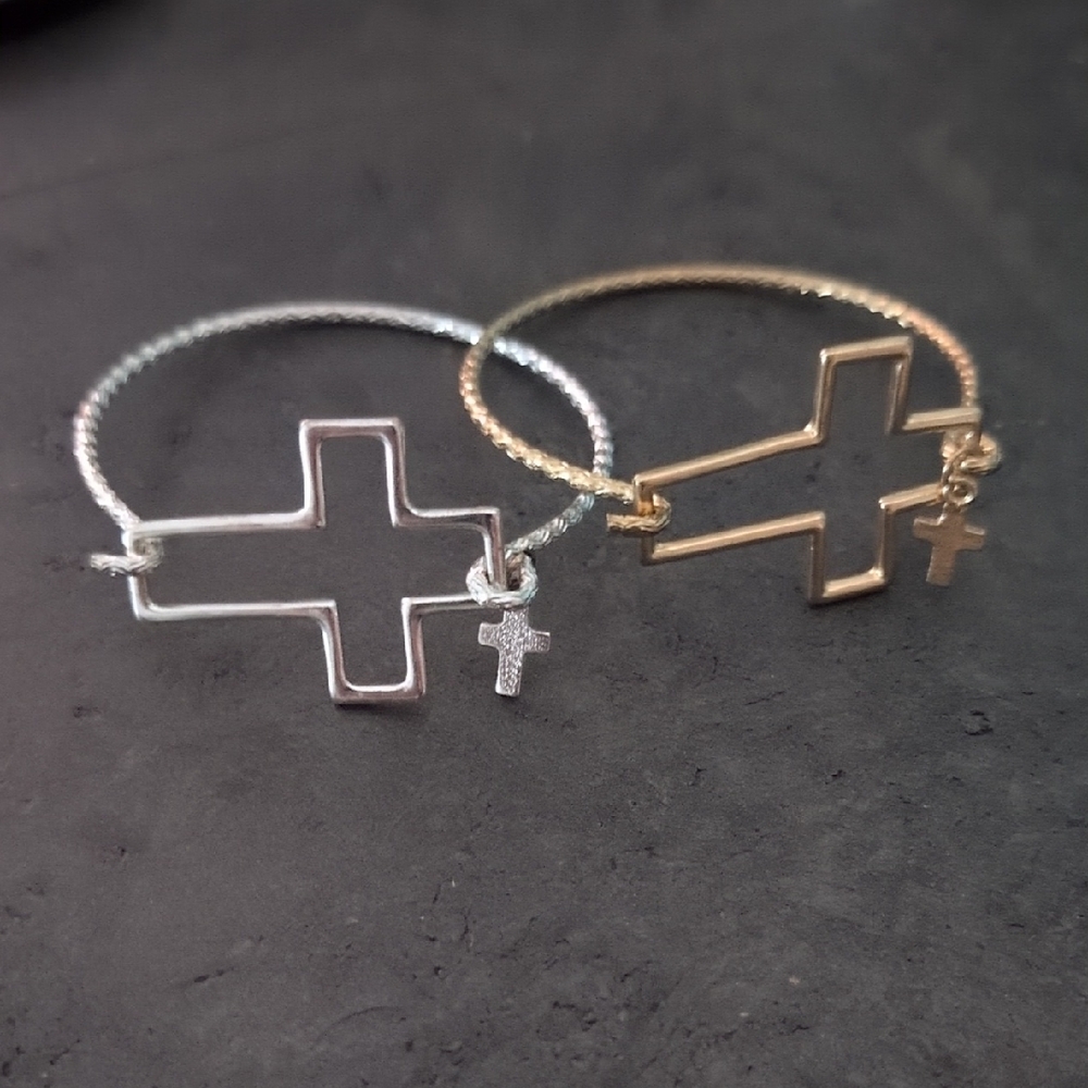Elegant Silver and Gold Cross Bracelets